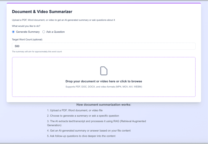 Document and video summarizer
